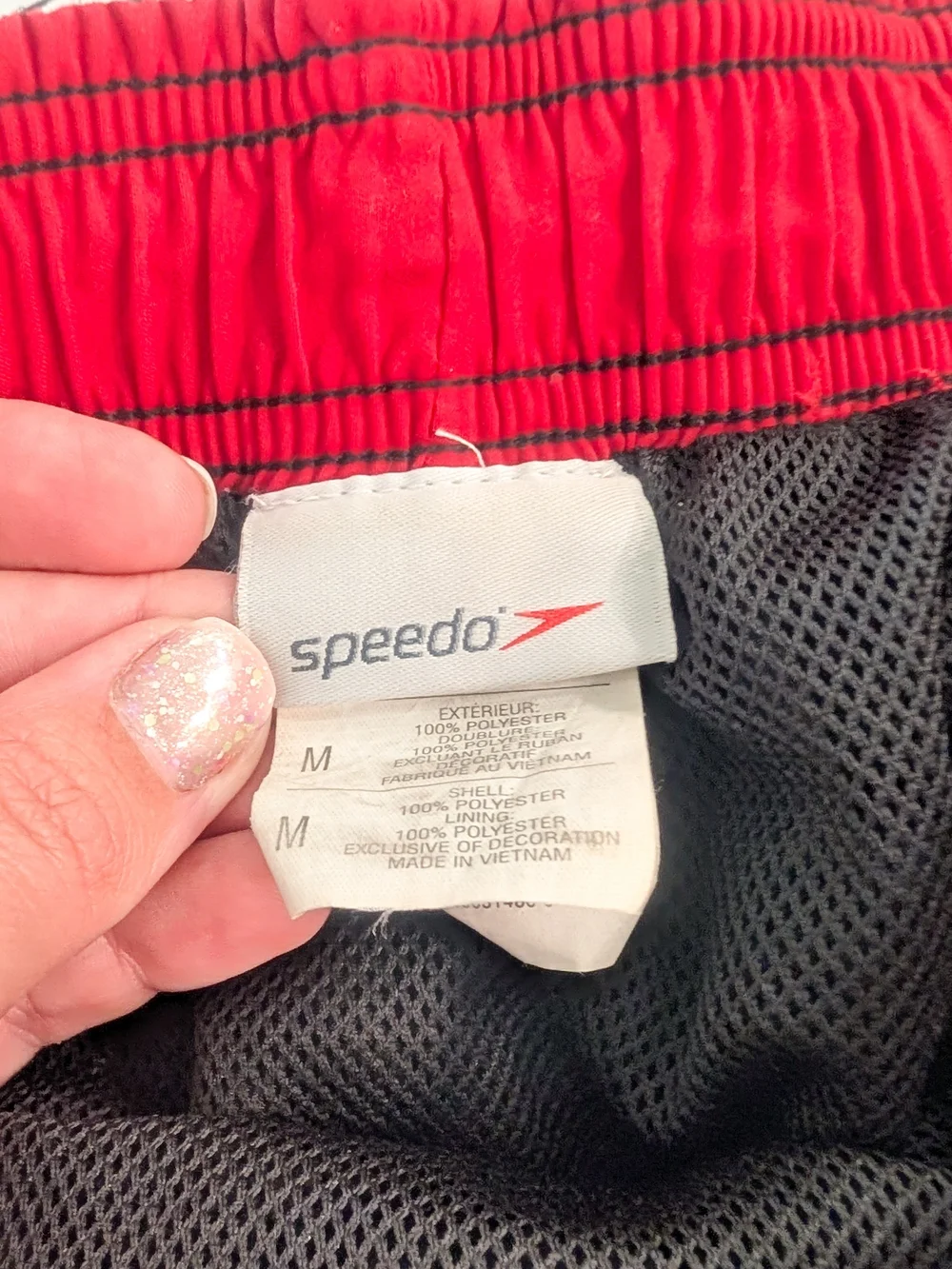 Speedo Black Swim Trunks with Pink Trim